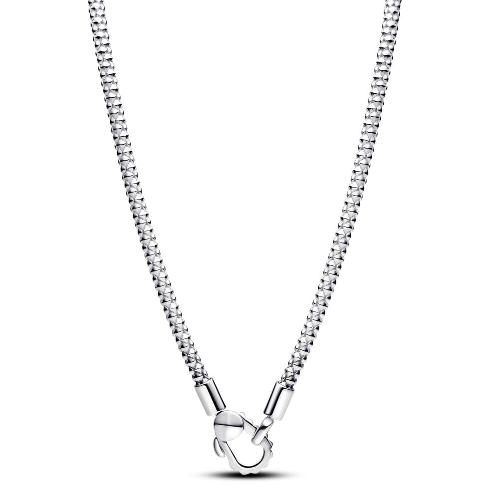 393682C00 Women's Silver Necklace with Rivets, 50 cm Length, Stylish Jewelry for Casual and Formal Wear