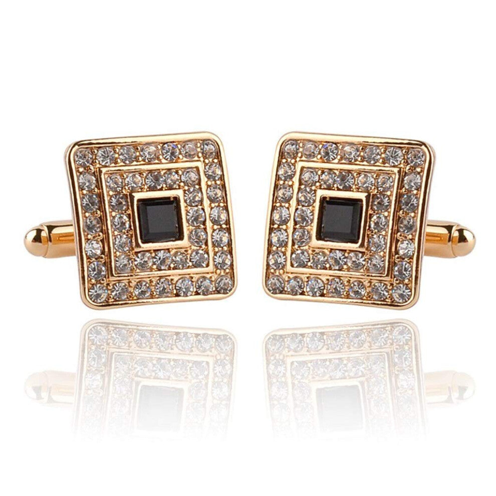 Cufflinks Wild Rhinestone Square Design for Men Dress Shirt Cufflinks with Nail Sleeve Closure