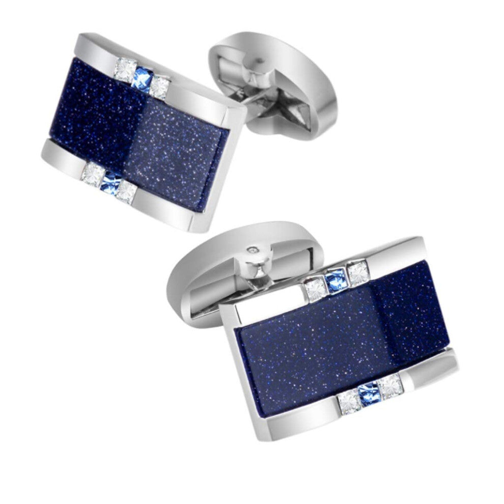 Cufflinks with star stone for men's shirts, square stainless steel cufflinks, elegant gift idea for men