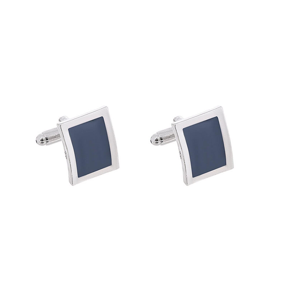Personalised Cufflinks, Silver Rectangle Cufflinks for Men, Custom Wedding Gifts, Navy Shirt Accessories