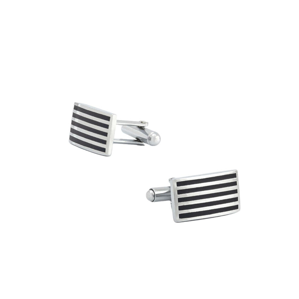 Cufflinks For Men Rectangular Striped Enameled Metal Cufflinks 1 Pair Painted Men's Accessories