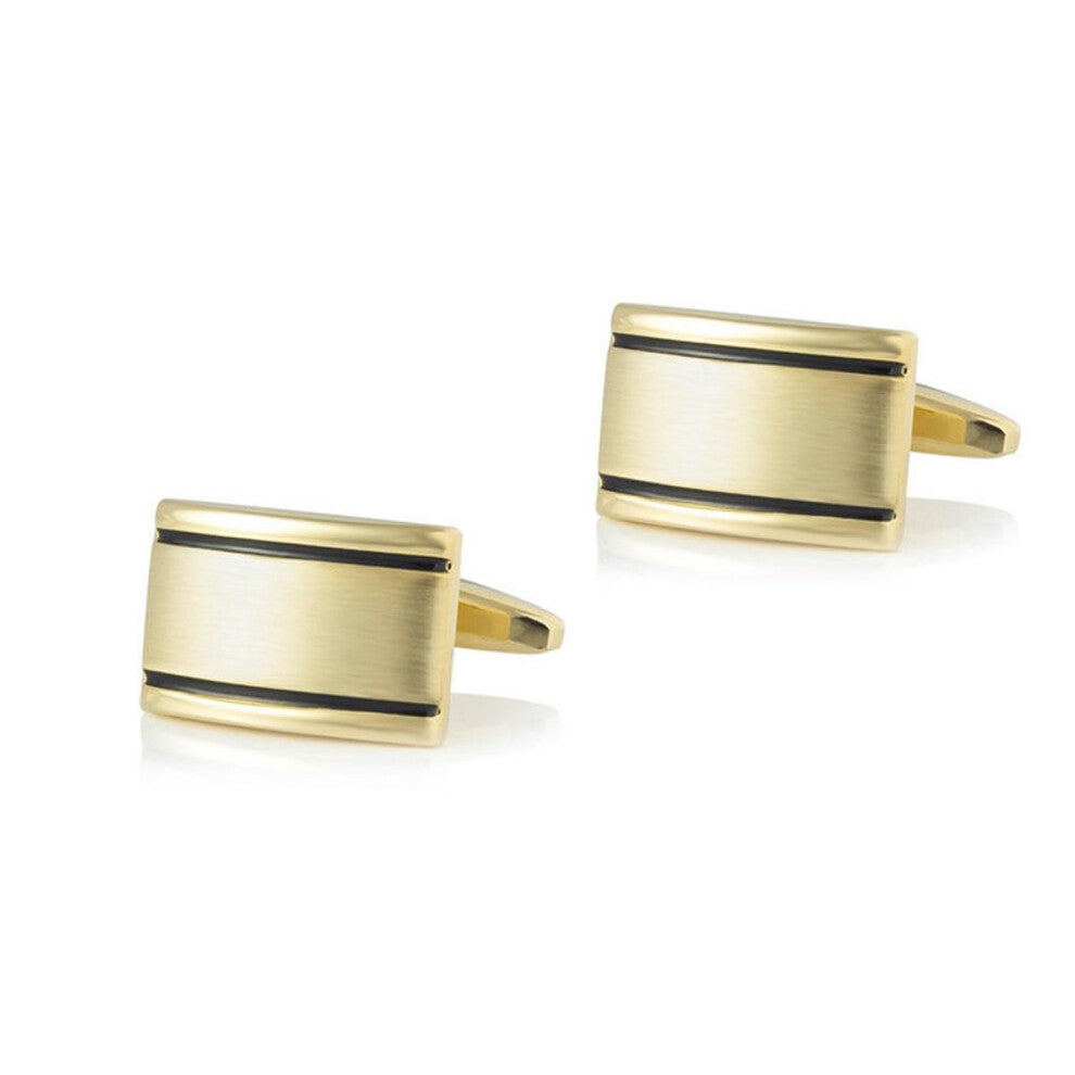 Smooth Cufflinks Made of Brushed Metal for Men in Minimalist Style in Gold for French Shirts