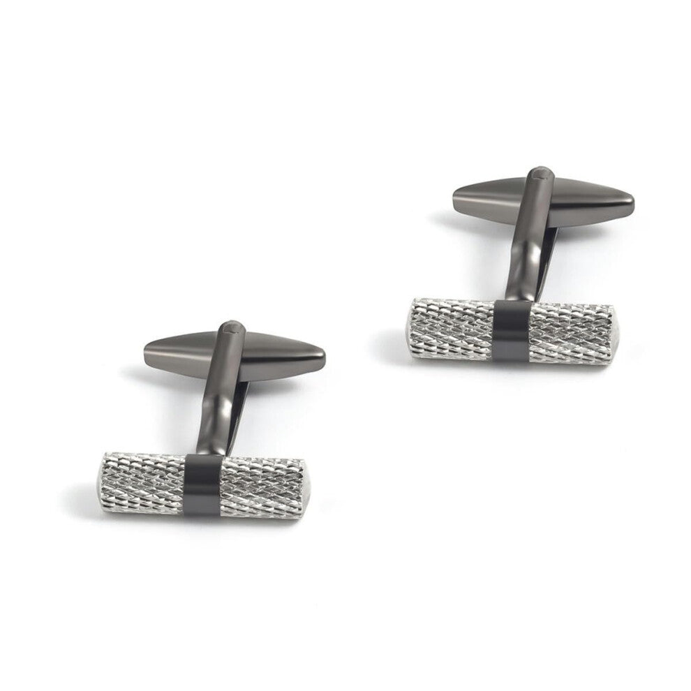 Silver Cylindrical Metal Cufflinks for Men's French Cuffs, Elegant Design, Durable Material, Classic Style
