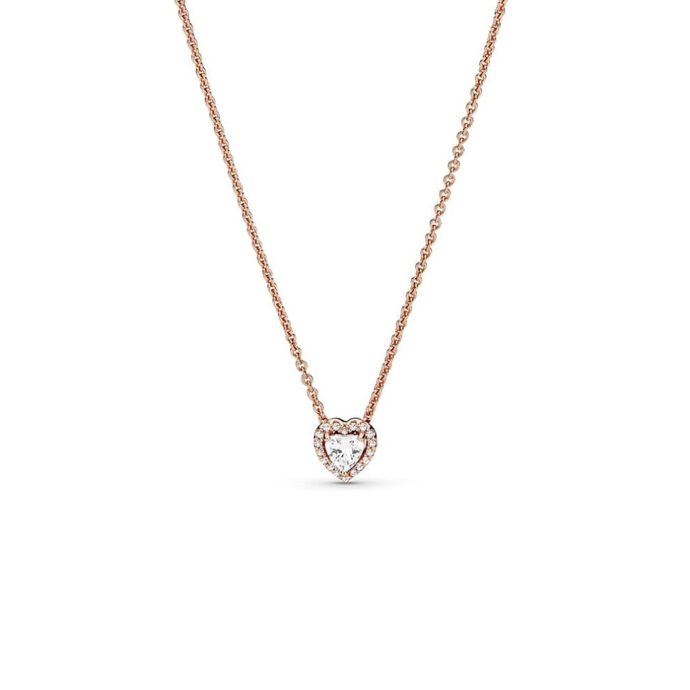 Timeless Jewellery 14K Rose Gold Plated Sparkling Heart Necklace Modern Design for Women