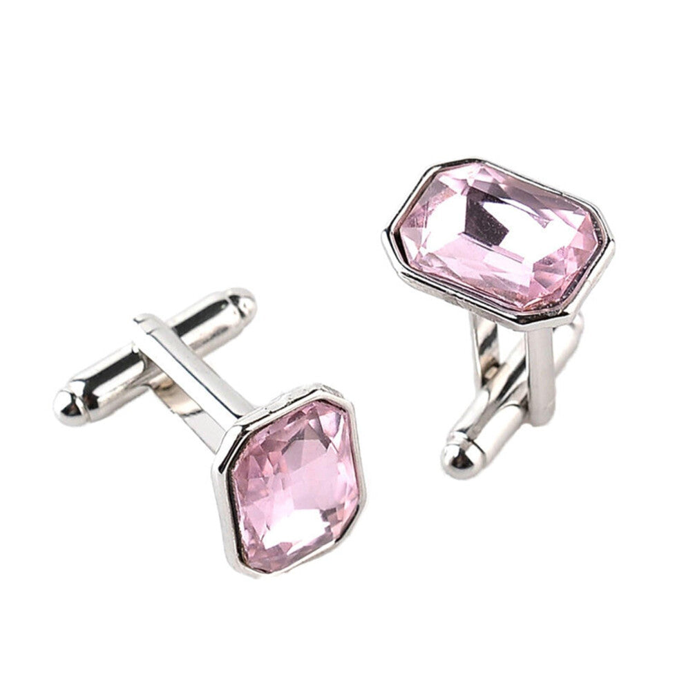 Cufflinks for Men Simple Design with Blue Zirconia Ideal for Festivals Birthdays Christmas Gifts and Dance Parties with Pink Box