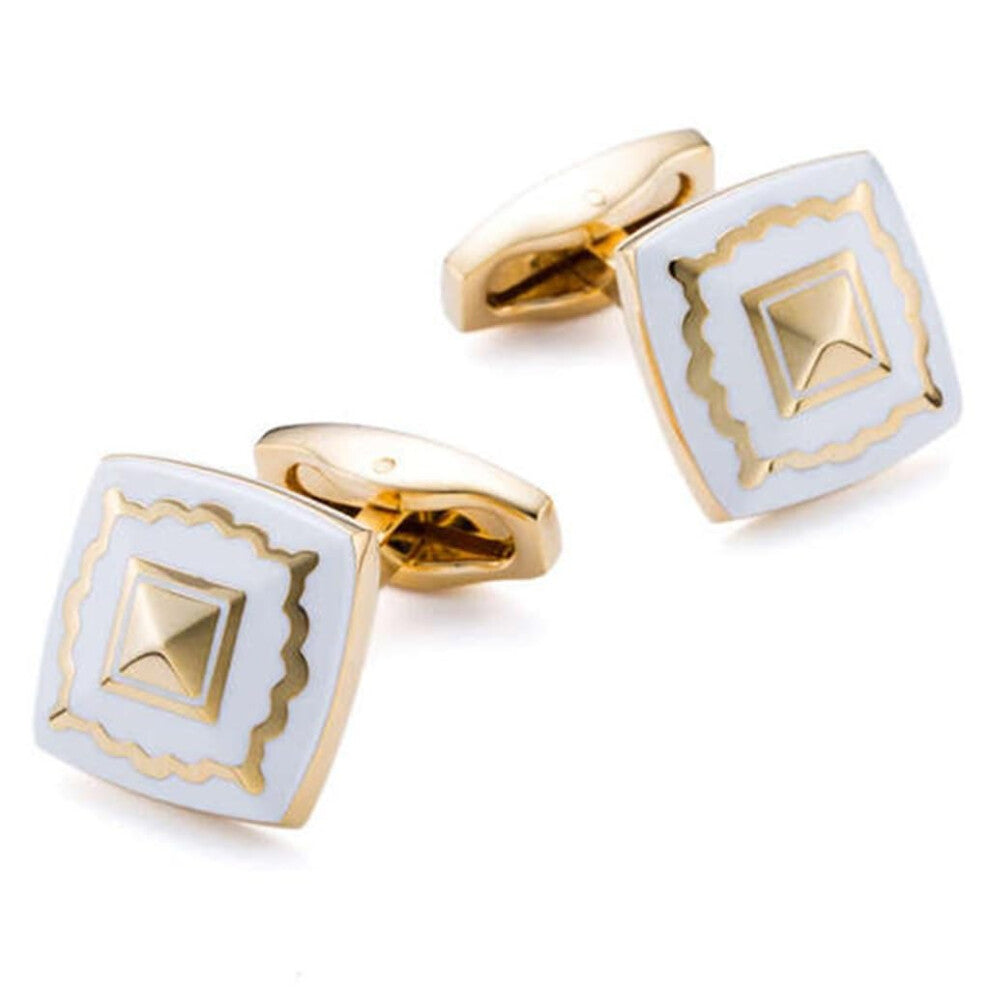 Gold Cufflinks for French Shirt Cuffs, Light Grey Accessories, Elegant Style, Durable Material