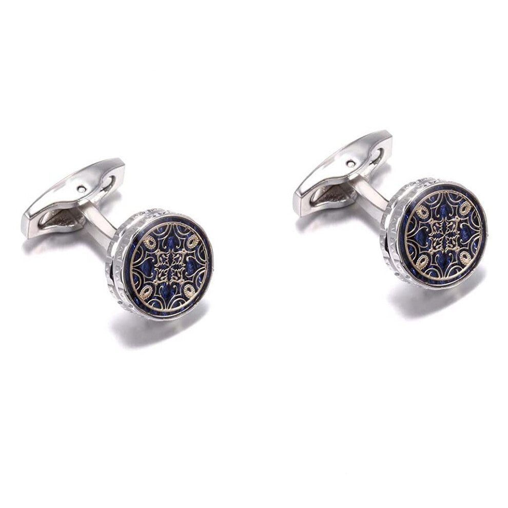 Men's Cufflinks for French Shirts, Round Pattern, Antioxidant, Corrosion-Resistant, Durable Design