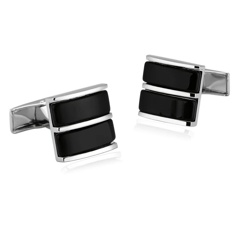 Cufflinks for Men Set, Silver Square Cufflinks 1.5x1.5CM, Formal Shirt Accessories for Business and Weddings