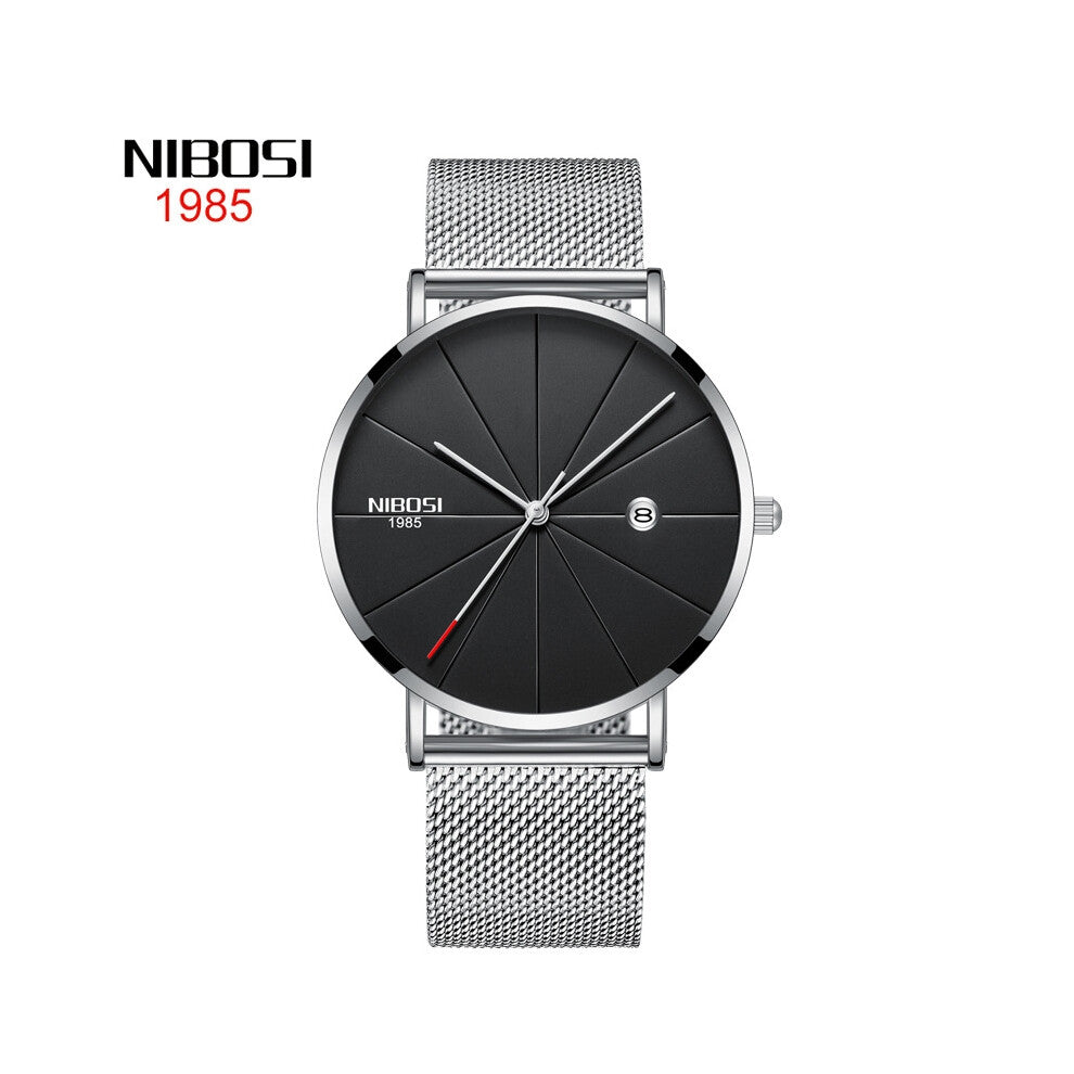 (Stainless steel with black surface) Fashionable and trendy watches for men and women, couple mesh strap casual quartz wristwatches