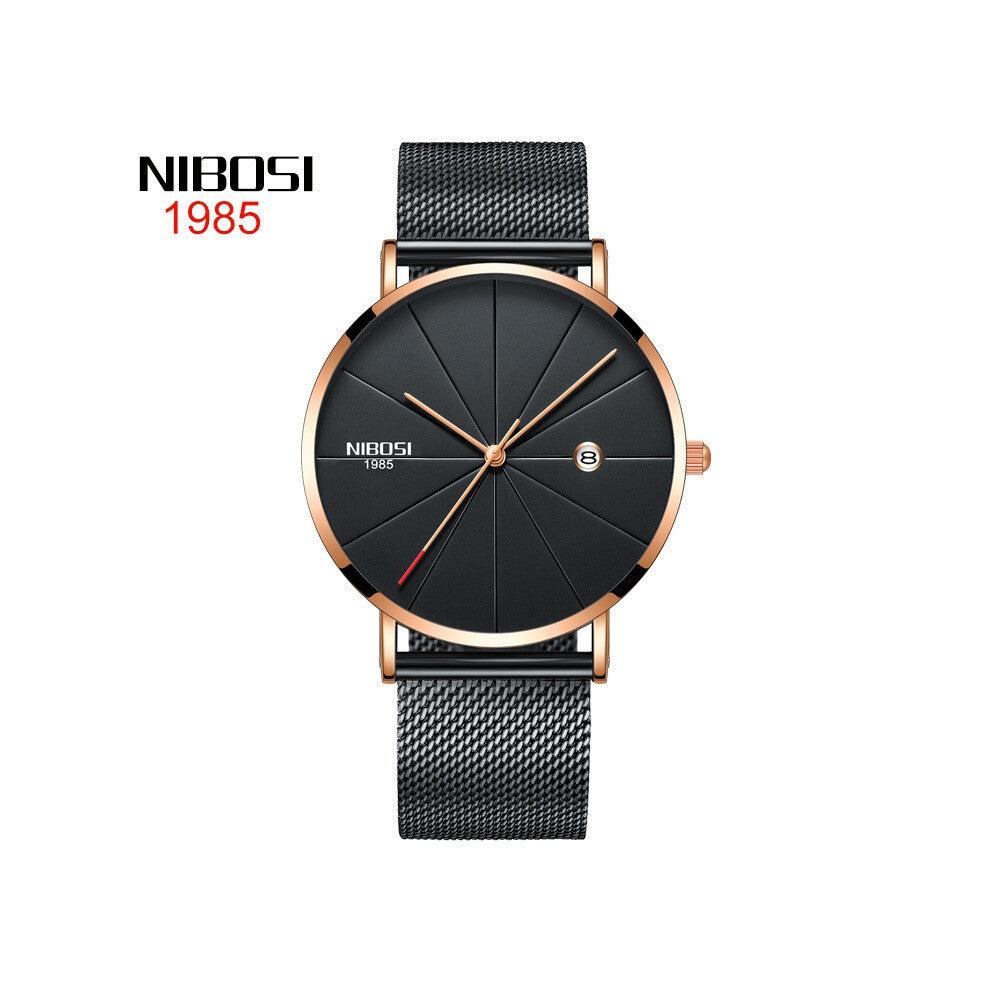 (All black rose shell and black face) Fashionable and trendy watches for men and women, couple mesh strap casual quartz wristwatches