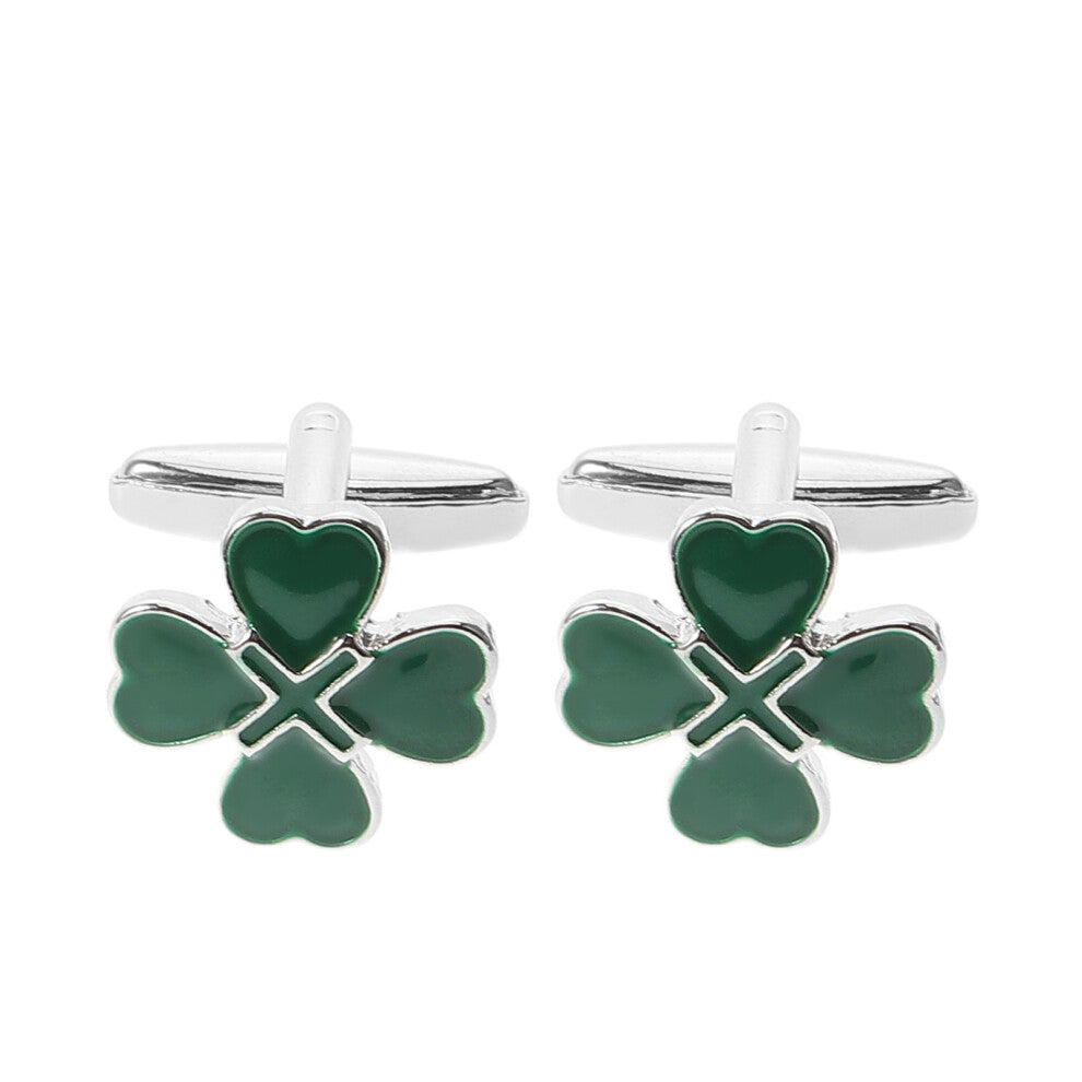 2pcs Enamel Irish Cufflinks For Men Luck Jewelry