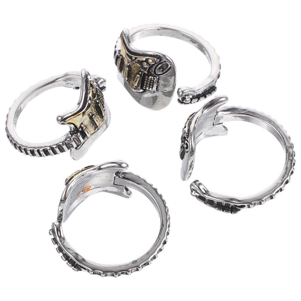 4 Pcs Electric Guitar Ring Man Goth Accessories Mens Rings Fashion
