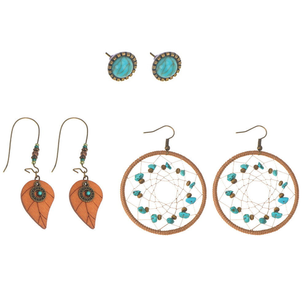 Raindrops  3 Pairs Rhinestone Charming Earrings Fine Workmanship Miss