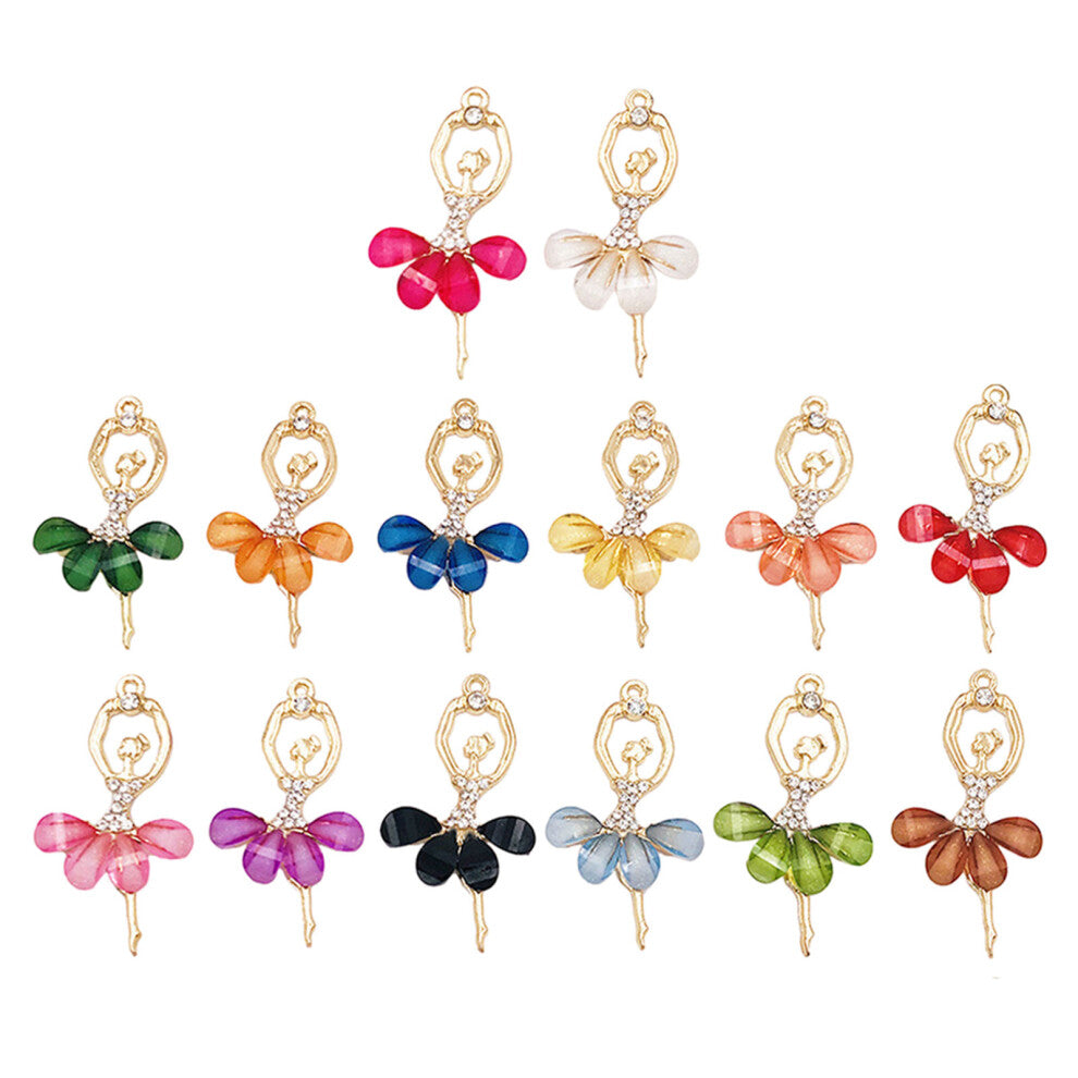 14 Pcs Crystal Ballet Pendant Cute Charms For Jewelry Making Child Diy
