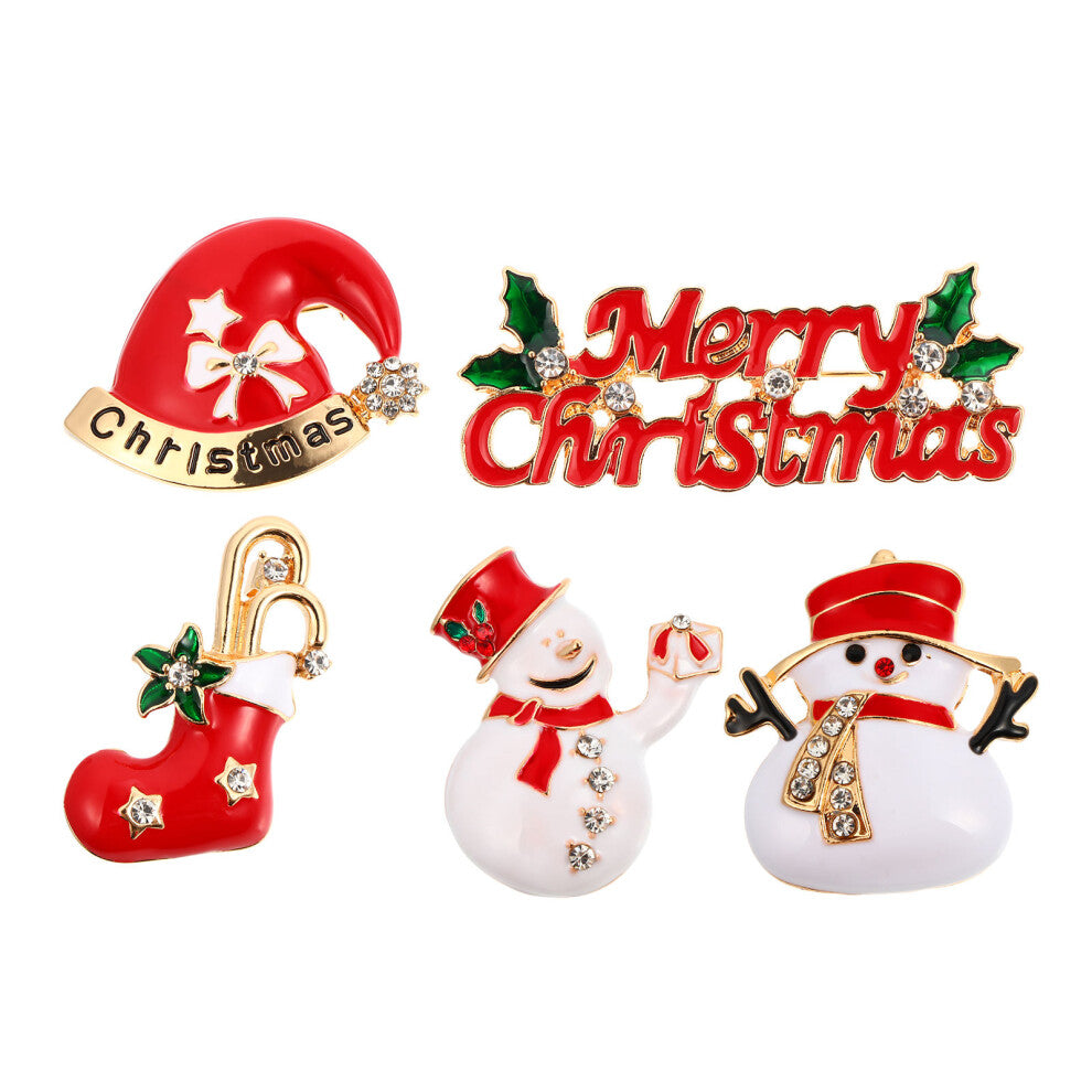 5pcs Lovely Brooch Christmas Ornament Clothes Accessories Decoration
