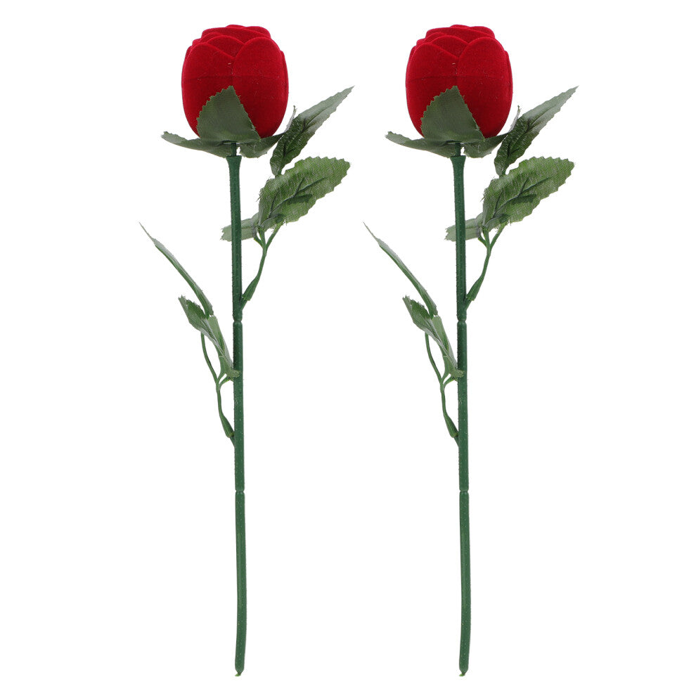 2 Pcs Rose Ring Box Rings Gift Jewelry Holders Artificial Display