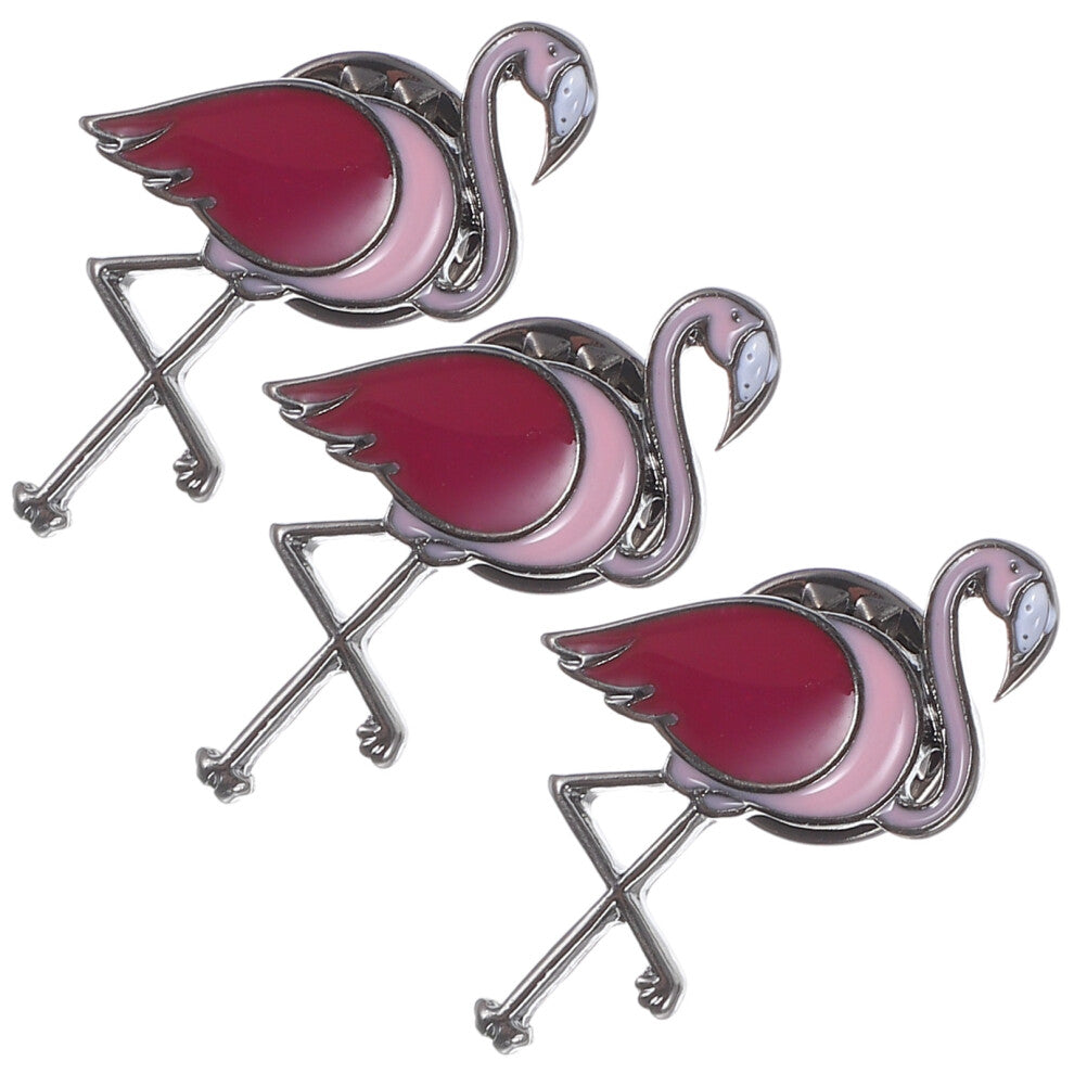 3 Pcs Dress Pin Flamingo Jewellery Cute Cartoon Animal Design Brooch