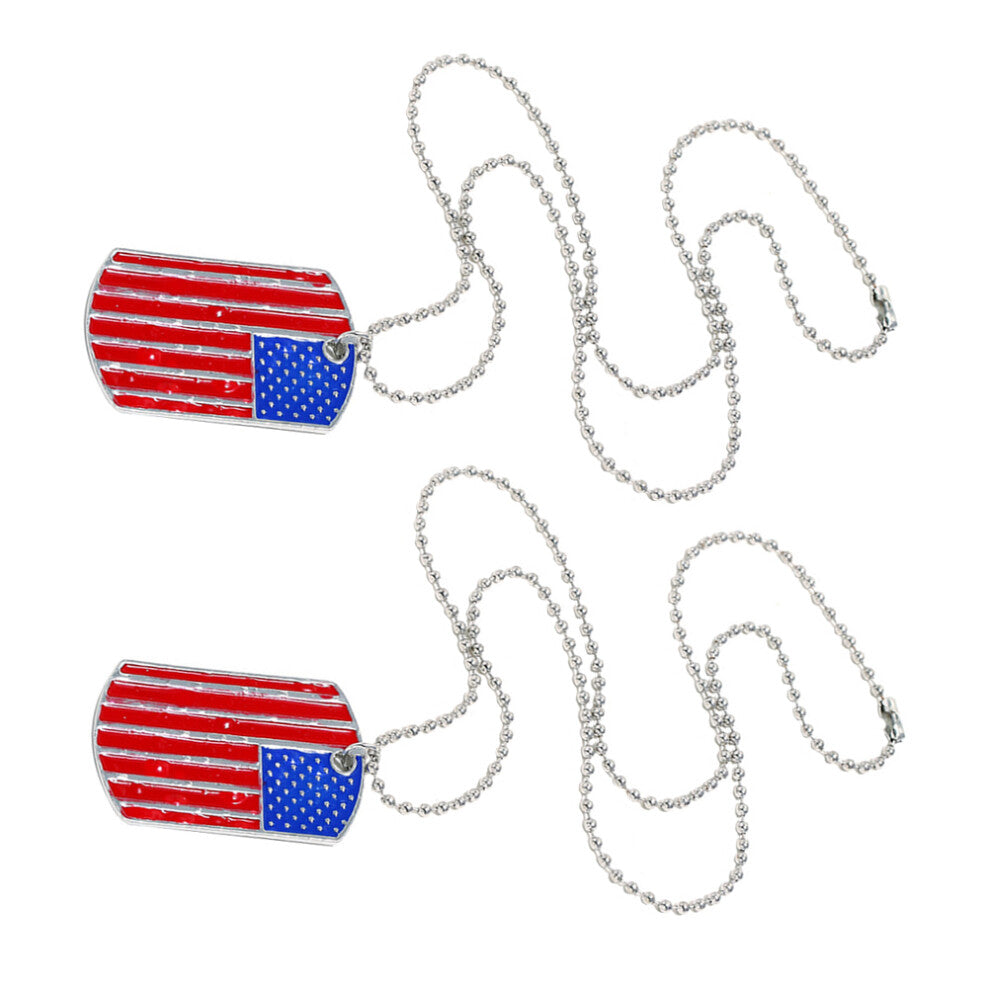 2 Pcs Sweater Chain Patriotic Accessories Necklace Dog Tag Pendant
