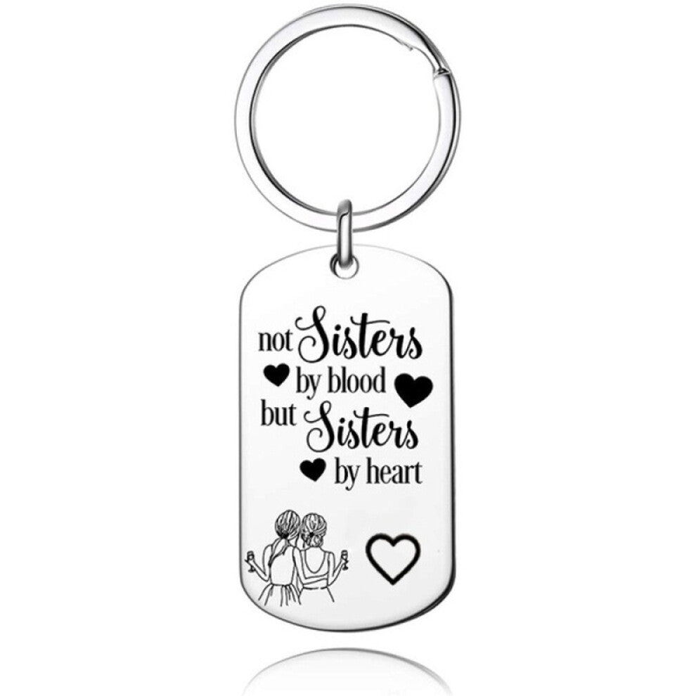 2 Pcs Sisters Necklace Keychain Jewellery Mother Tag Stainless Steel
