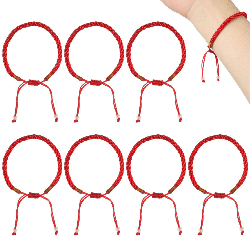 12pcs Women Wristband Braided Charms Adjustable Bracelet Red