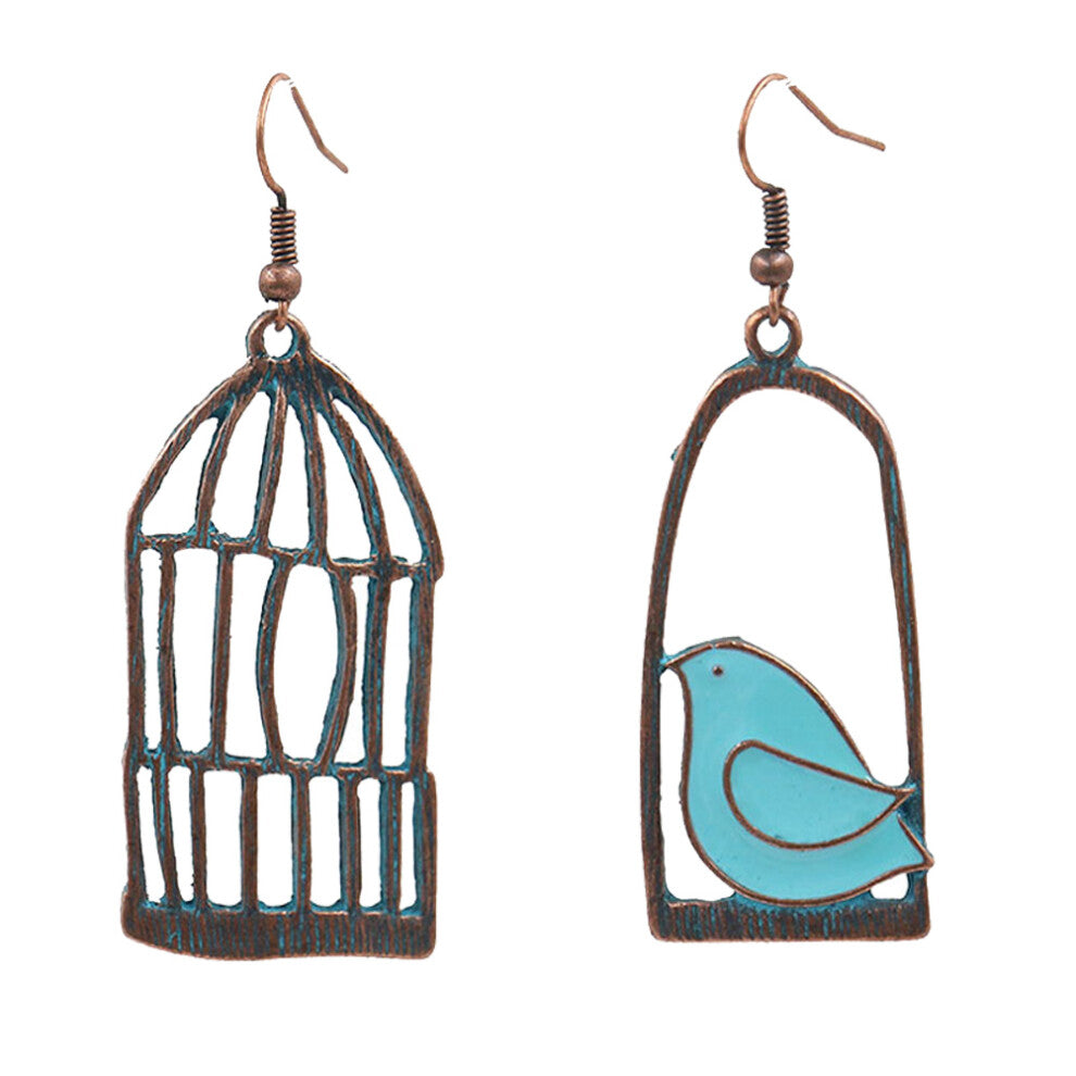 Pendant Earrings Hollow Cage Bird Asymmetric Ear Rings