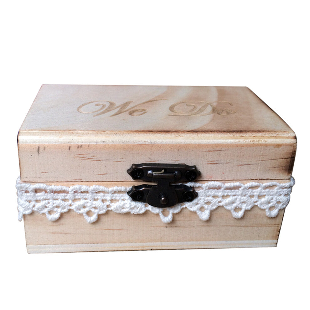Wooden We Do Ring Box Rustic Engagement Wedding Ring Bearer Box Holder