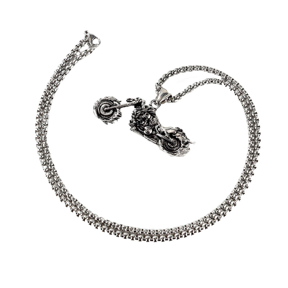 Stainless Steel Neck Pendant Man Motorcycle Chain Motorbike Necklace