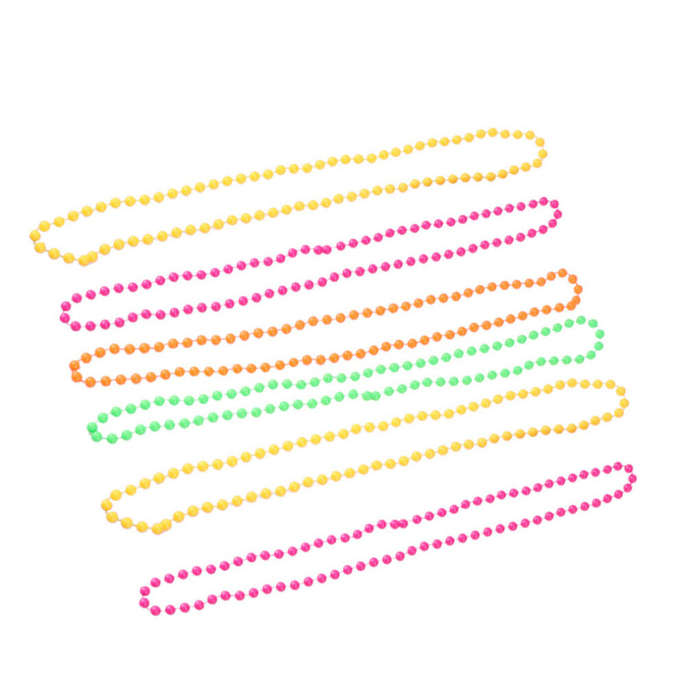 6 Pcs Beaded Necklace For Women 80s Party Dress Accessories Neon