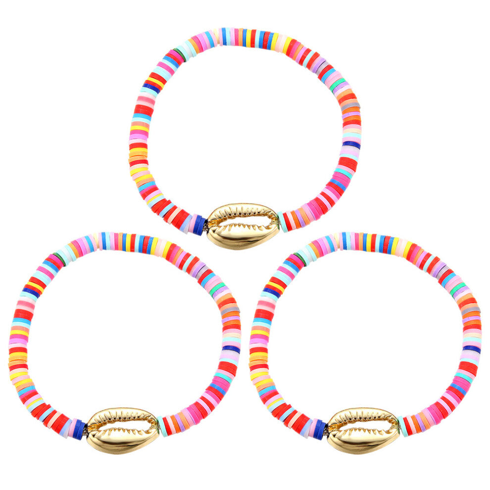 3 Pcs Hawaiian Party Accessories Holiday Bracelet Hand-Woven Colorful