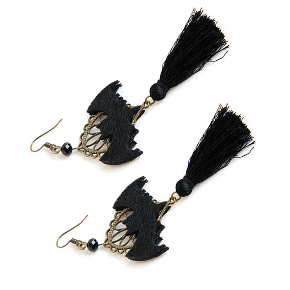 Halloween Tassel Earrings Bat Earrings Charming Earrings Black