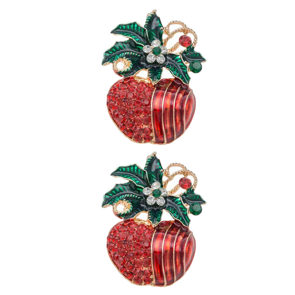 2pcs Christmas Theme Brooch Alloy Crystal Brooch Enamel Accessories