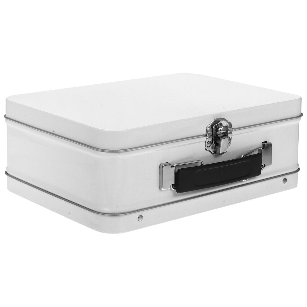 Desktop Box With Lid Tinplate Storage Case Boxes Metallic Jewelry