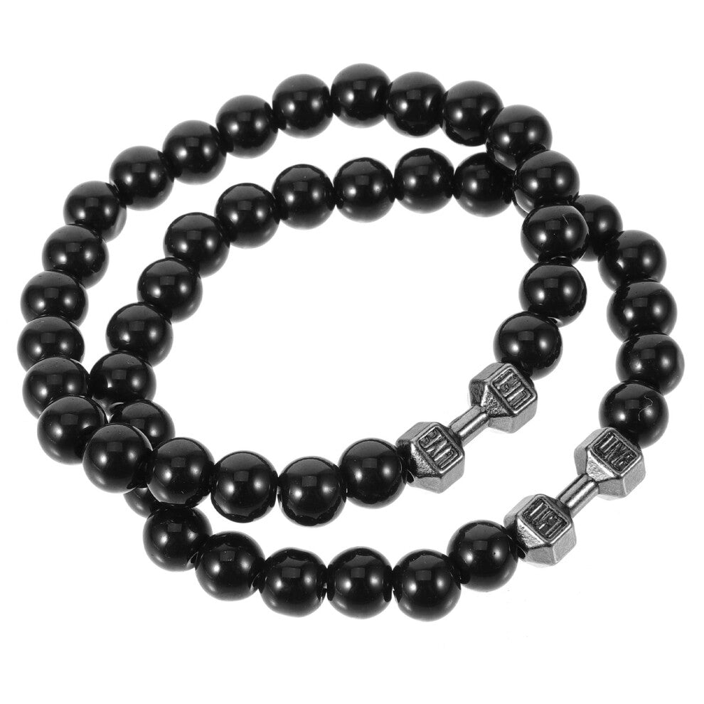 2 Pcs Fitness Accessories Bead Bracelets And Beaded Man Weighted
