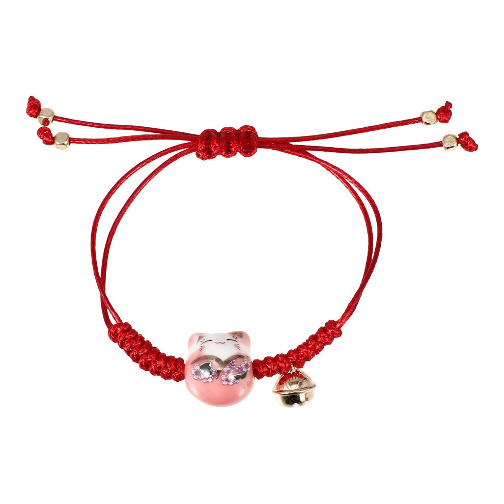 Knitting Bracelet Pink Alloy Ceramic Wax Line For Decor 1pc