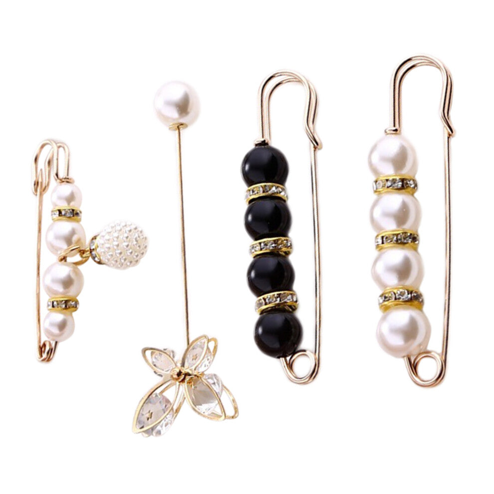 4pcs Cardigan Safety Pin Pearl Safety Pin Dress Fixed Safety Pin