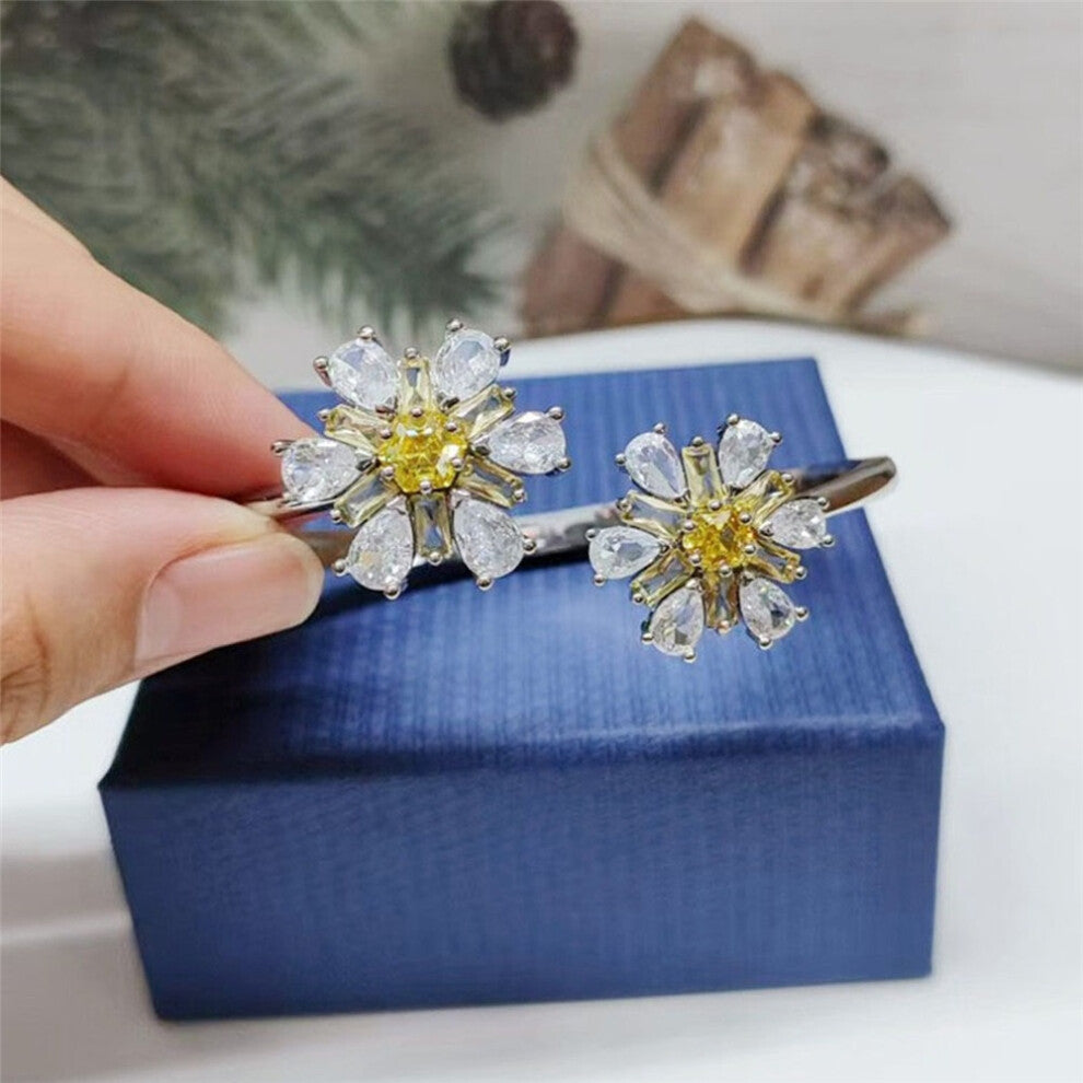 (Blue) Original 2025 Clover Earring Trendy Crystal Jewelry Set for Women Flower Clover Necklace Bracelet Jewelry Party Accessories