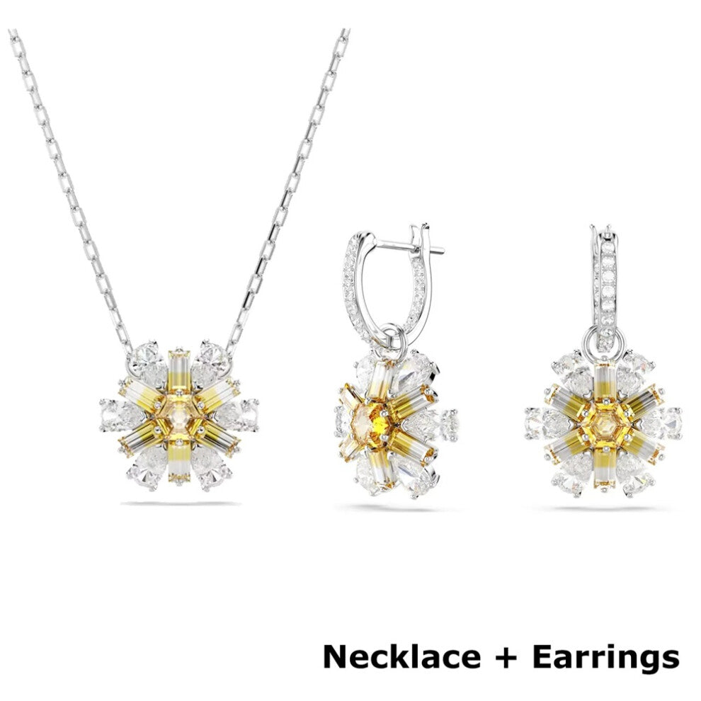 (Set) Original 2025 Clover Earring Trendy Crystal Jewelry Set for Women Flower Clover Necklace Bracelet Jewelry Party Accessories