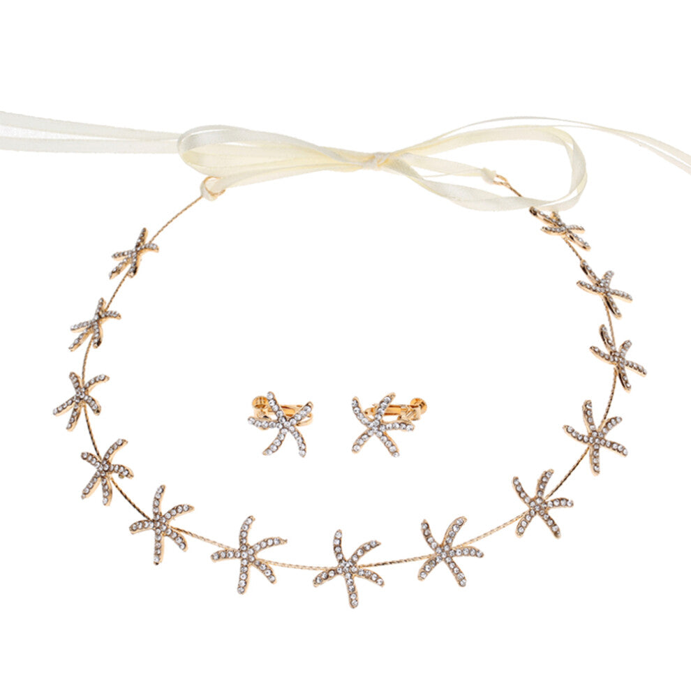 Crystal Bridal Hair Accessories Golden 1pack