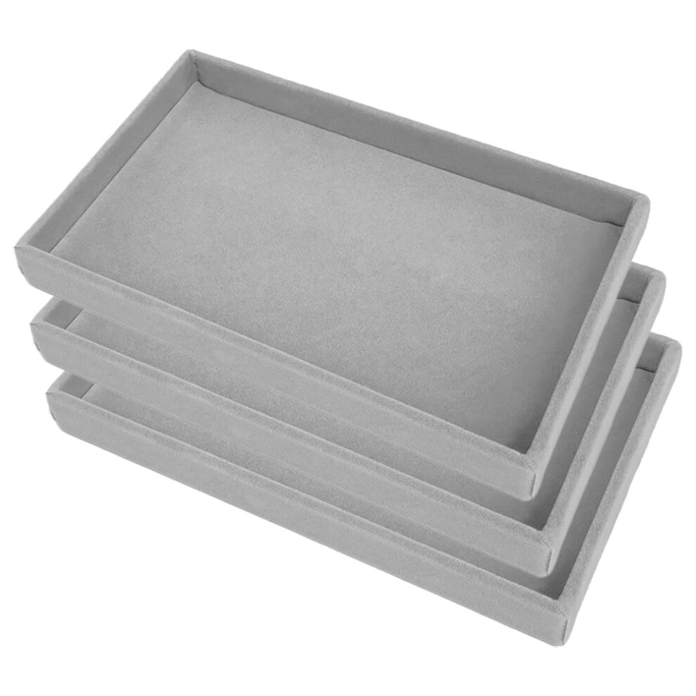3 Pcs Fleece Tray Earring Holders Organizers Jewelry Showcase Display