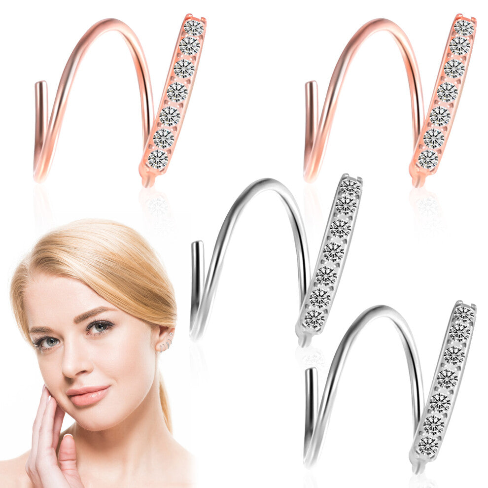 2 Pairs Earrings Hoops Studs Two Spring Earring 925 Silver