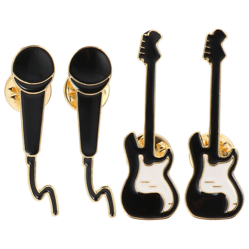Microphone Enamel Pin Alloy 4pcs 1.8in