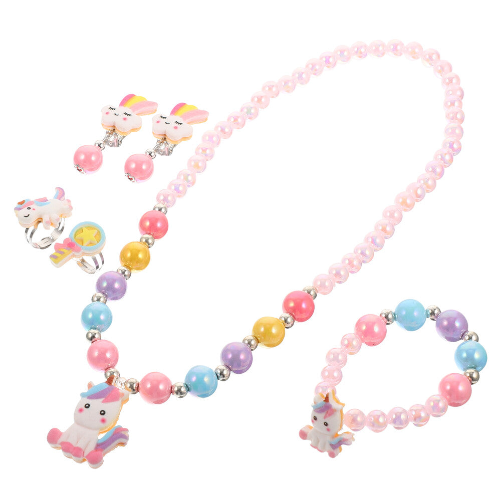 4 Sets Kids Jewellery Girl Pearl Jewelry Necklace For Children'S