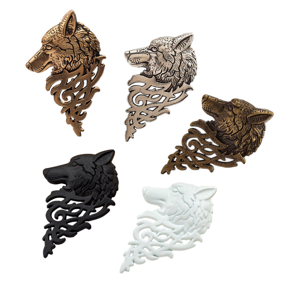 5 Pcs Wolf Head Brooch Suit Accessories Vintage Brooches Man