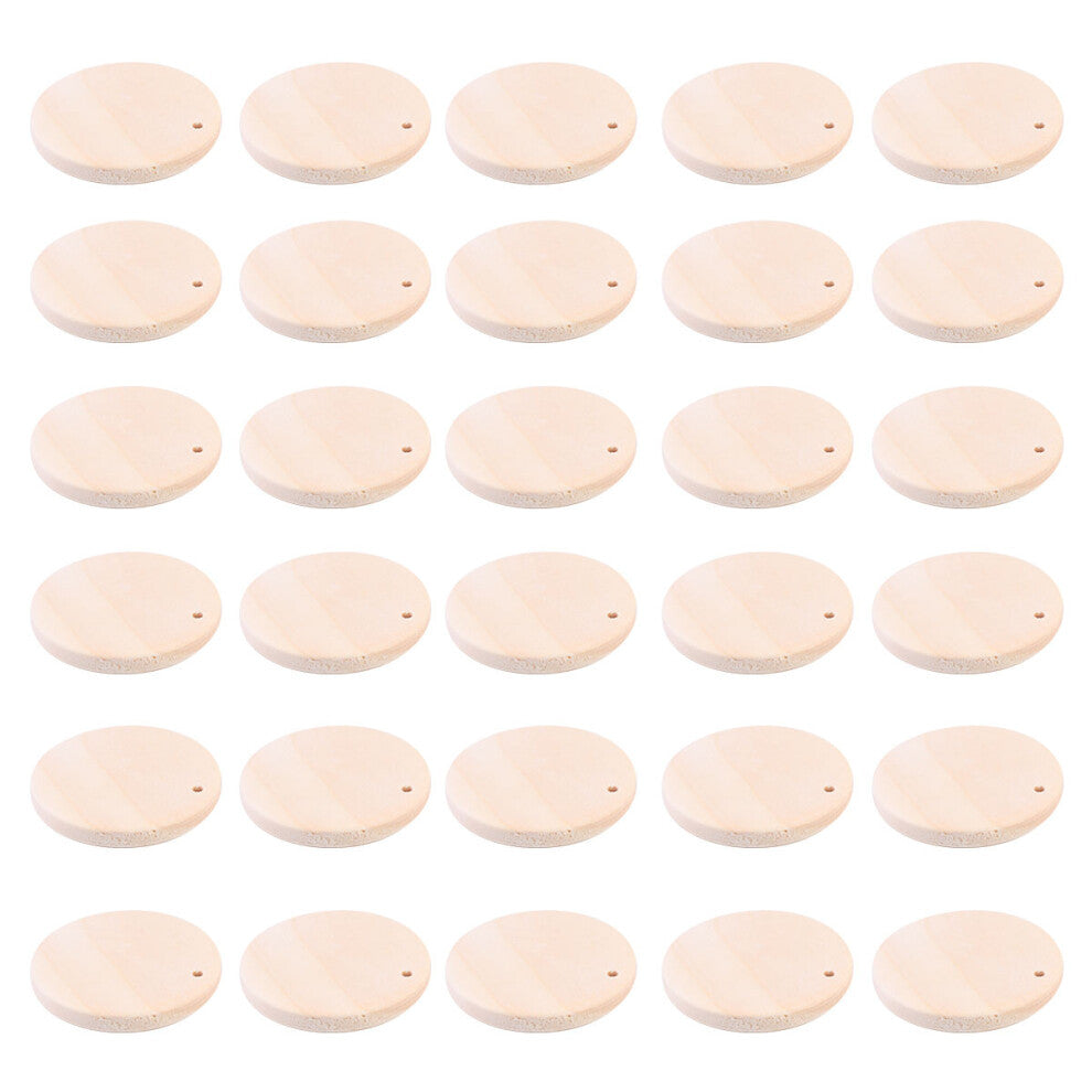 Itselfer 50pcs Chic Wood Pendants Charms For Woman (Round Shape, 35mm)