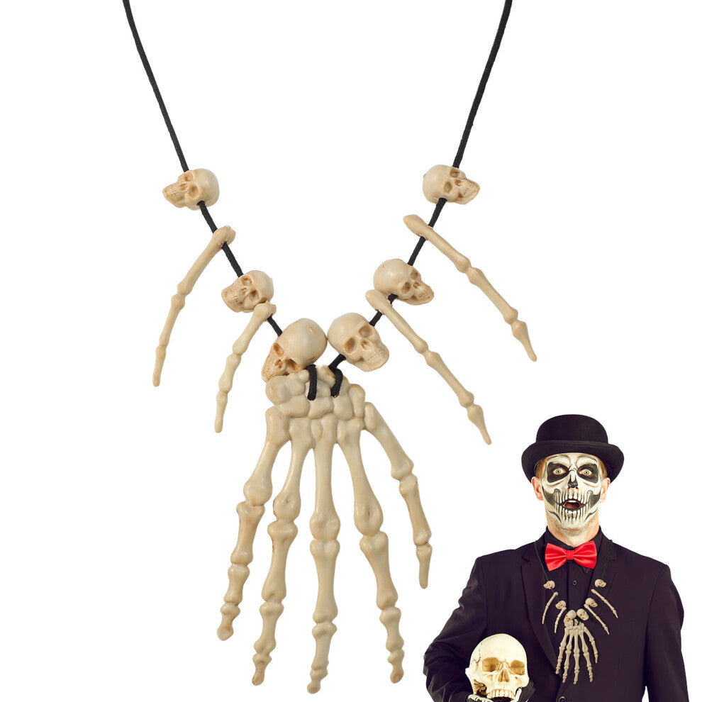 Skull Pendant Necklace Skeleton Head Hand Bone Charm Cosplay Jewellery