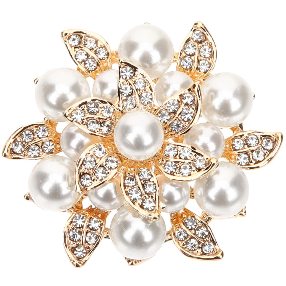 Mlins Cuff Pearl Floral Brooch Decorating Headscarves 'S 4x4cm Golden