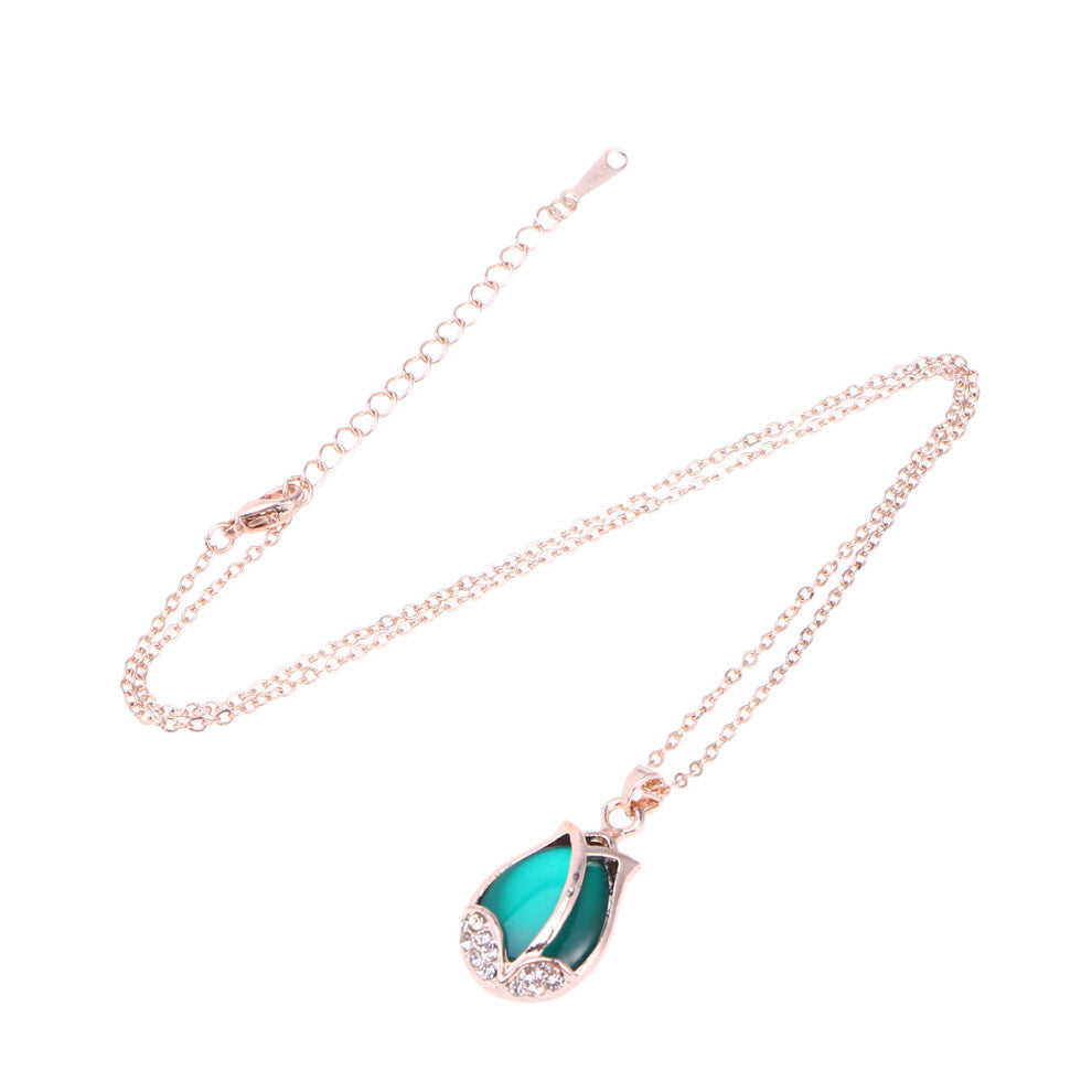 Tulip Pendant Necklace Dark Green Charming Lovers