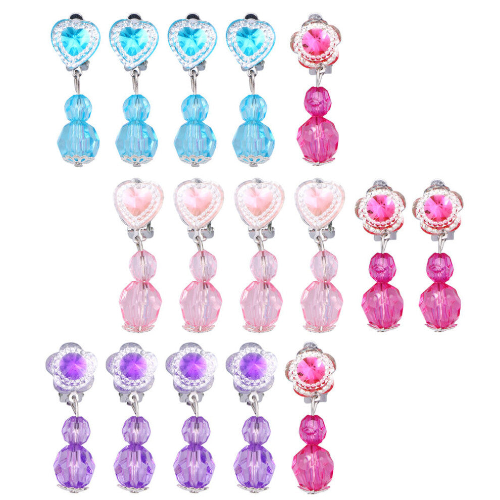 8 Pairs Girls Jewelry Childrens Jewellery Clip Earring Clasp Earrings