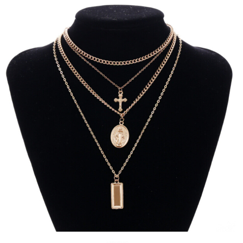 Women'S Jewellery Multilayer Cross Chain Alloy 1pack