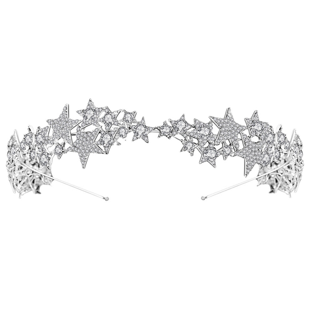 Crown Headband Bridal Hair Accessories Toppers Bride Silver